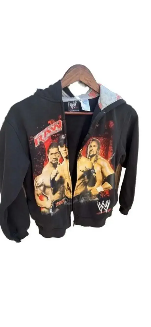 Vintage WWE‎ RAW Kids Zip Up Hoodie John Cena Batista Triple H Boys XL
